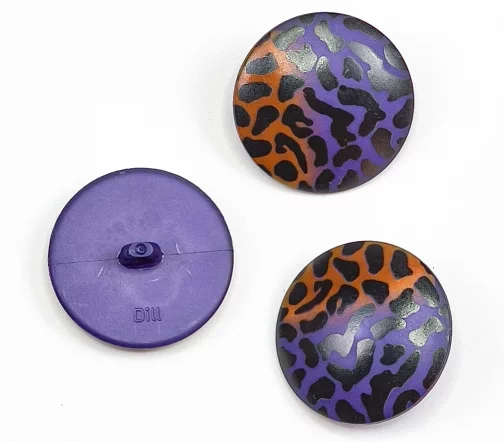 Пуговица DILL "Леопард", на ножке, пластик, цвет фиолетовый/коричневый, 28 мм