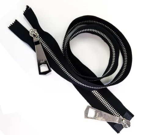 Молния RiRi металл, разъёмная, 2 замка 8 мм 80 см, подвеска LANG-XL, цепь Ni, цвет 2110, черный