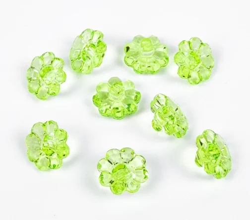 Пуговицы, Union Knopf, "Ромашка прозрачная", на ножке, пластик, цвет зеленый, 15 мм