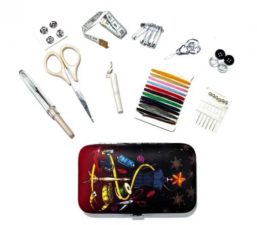 N4375-1 Швейный набор в футляре из иск.кожи "Манекен", цвет черный, Hemline