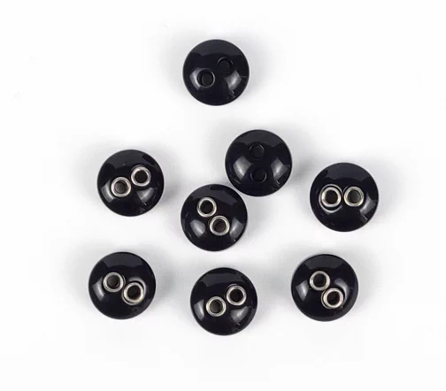 Пуговицы, Union Knopf, круглые, выпуклые, 2 отверстия, пластик, цвет черный, 11 мм