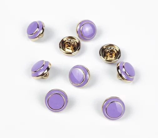 Пуговица, на ножке, металл, цв. золото/сиреневый, 10 мм