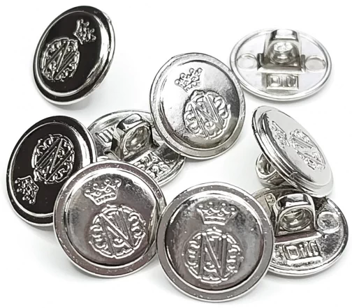 Пуговица DILL "Корона и герб", на ножке, металл, цвет серебро, 15 мм