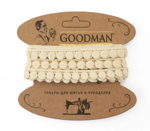 Кружево гипюр GOODMAN, ширина 12 мм, уп./4,5 м, цвет бежевый, G-4634.371