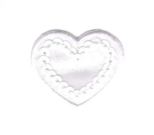 Термоаппликация "Сердце с пайетками", 3 х 3,6 см, белый, арт. 569561.D