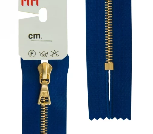Молния RiRi атласная, металл, неразъём, 4мм 18см, подвеска Flach, цепь GO, цвет 9603, королевс.синий