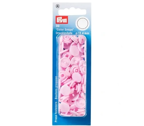 393118 Кнопки Color Snaps, пластик, круг 12,4мм, цв. бледно-розовый, 30шт, Prym