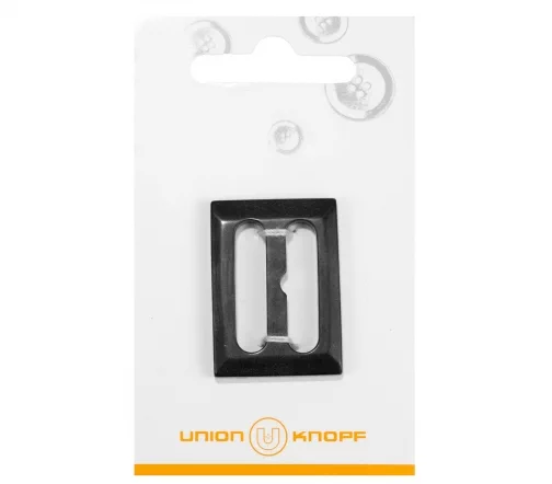 Пряжка-рамка, Union Knopf, 25 мм, двухщелевая, пластик (под рог), цвет темно-серый, 81057