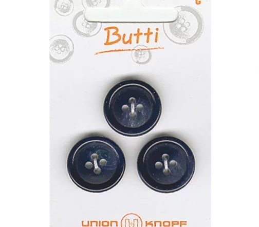 Пуговицы, Union Knopf, 4 отв., пластик, цв. темно-синий, 20 мм, 3 шт., 79024