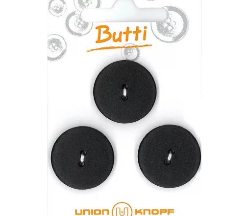 Пуговицы, Union Knopf, 2 отв., пластик, цв. черный, 23 мм, 3 шт., 81142