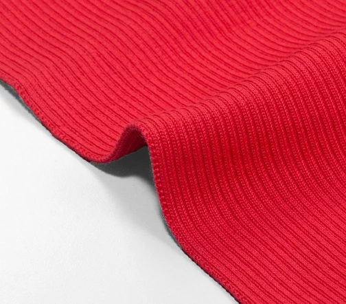 Трикотаж резинка, полушерсть, цвет коралловый, ALP21-15