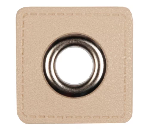 Люверс пришивной на патче HKM "Квадрат", 3,3см, 2шт., цвет кремовый, арт. 1200/45