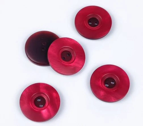 Пуговицы, Union Knopf, круглые, с перламутром, 2 отв., пластик, цвет малиновый, 23 мм