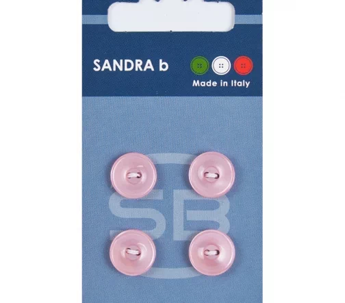 Пуговицы Sandra, 12,5 мм, 2 отв., пластик, 4 шт., розовый, CARD047
