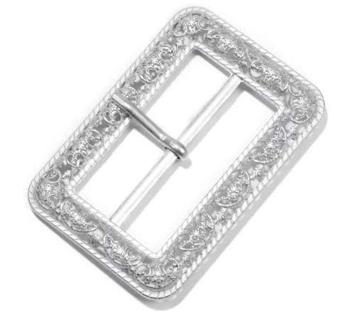 Пряжка узорчатая Union Knopf, с 1 шпеньком, 50мм, металл, цв. матовое серебро