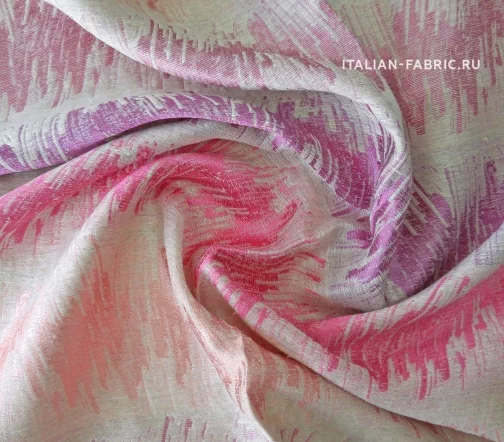 Жаккард с хлопком "Цветная штриховка", фон серо-бежевый, 02164