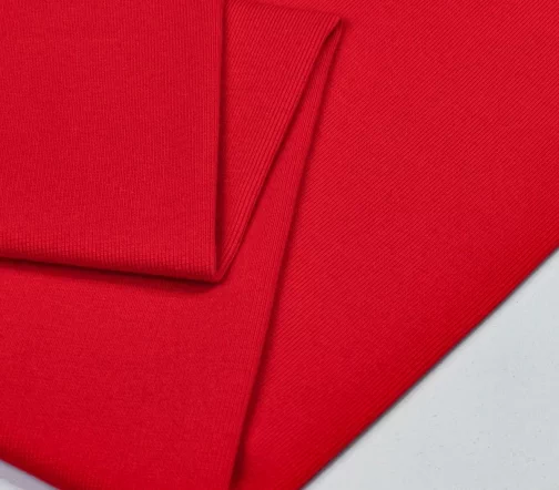 Трикотаж рибана хлопковый, цвет красный, 1122409-3