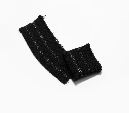 Манжеты трикотаж с полосками, цвет черный/серебряный меланж
