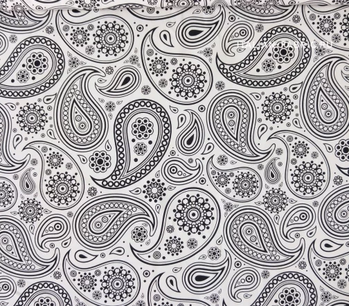 Джинсовая ткань "Черные пейсли", 00648