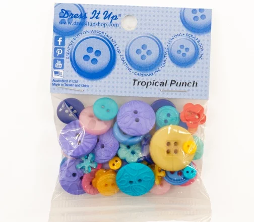 Декоративные пуговицы Dress It Up "Тропический пунш", 38 шт., 6590