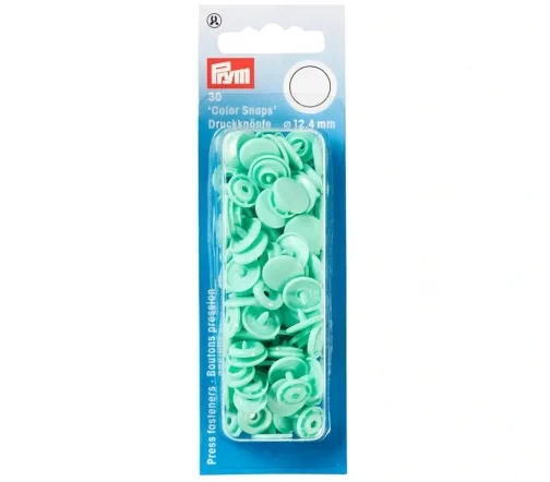 393119 Кнопки Color Snaps, пластик, круг 12,4мм, цв. зеленой мяты, 30шт, Prym