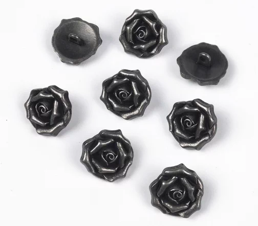 Пуговицы, Union Knopf, "Благородная роза", на ножке, металл, цвет черненный серебро, 18 мм