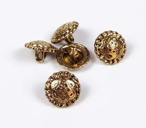 Пуговица DILL "Цветок", на ножке, металл, цвет золотой, 15 мм