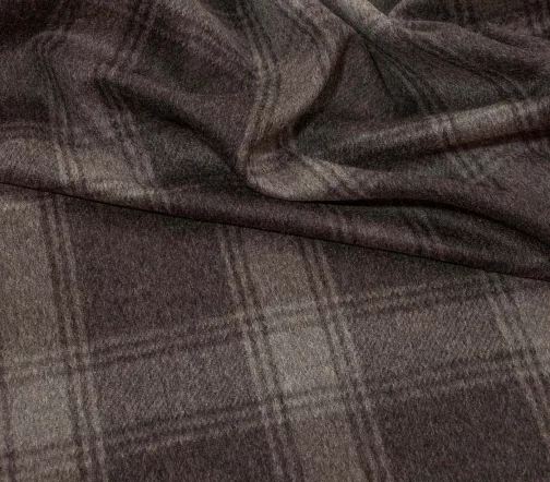 Шерсть с кашемиром костюмно-пальтовая в клетку, цвет коричневый, 62010-2