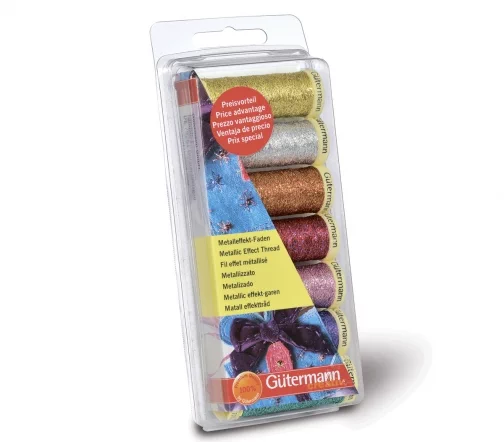 Набор швейных нитей металлик 50м, 7 катушек, Gutermann 731161