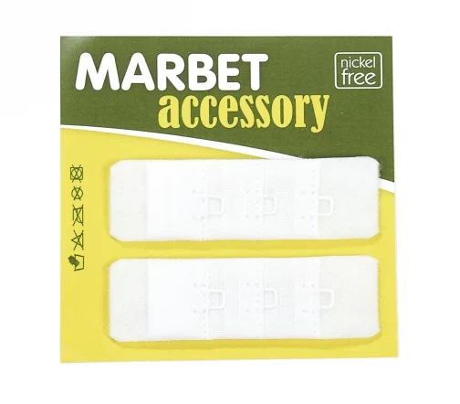 Удлинитель для бюстгальтера, 20 мм, 1 крючок, цвет 001 (белый)