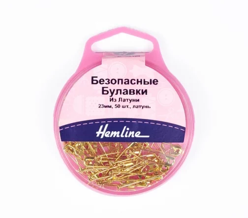 419.000 Булавки английские, металл, 20 мм, 50 шт., цвет золото, Hemline