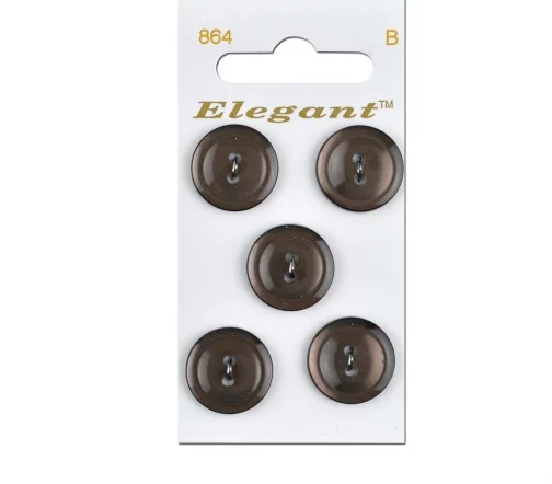Пуговицы Elegant, арт. 864 D, 2 отв., 19 мм, пластик, 5 шт., т.коричневый