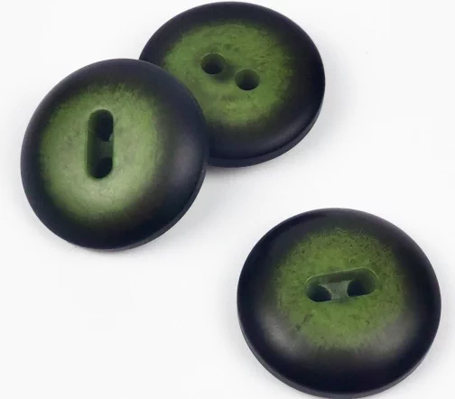 Пуговицы, Union Knopf, "Круглые, цв. с черным ободом", матовые, 2 отв., пластик, цвет зеленый, 37 мм