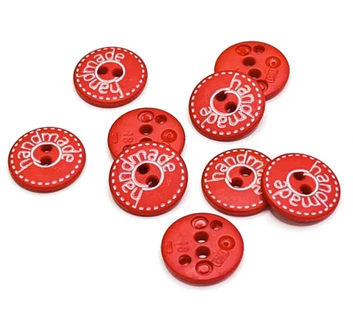 Пуговица DILL "Handmade", 2 отв., пластик, цвет красный, 15 мм