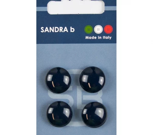 Пуговицы Sandra, на ножке, 15 мм, пластик, 4 шт., темно-синий, CARD105