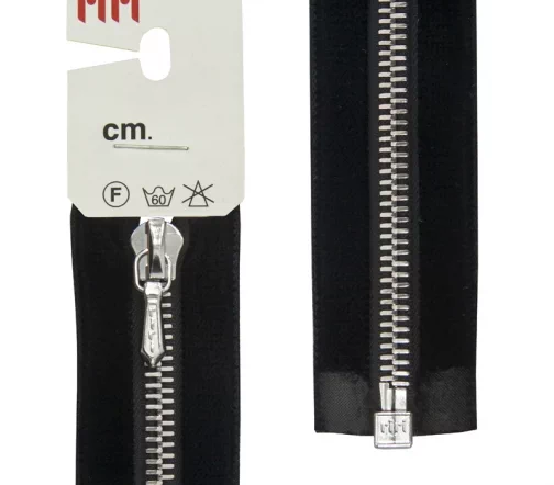 Молния RiRi бархат, металл, разъём, 1 замок 6 мм 50 см, подвеска Tropf, цепь Ni, цвет 2110, черный