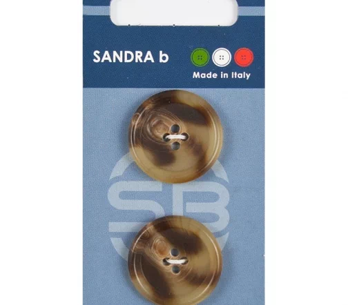 Пуговицы Sandra, 25,5 мм, 4 отв., пластик, 2 шт., коричнево-бежевый, арт. CARD132