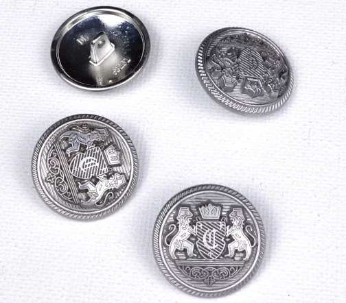 Пуговица Gafforelli "Эмблема со львами", на ножке, 23 мм, металл, цвет серебро