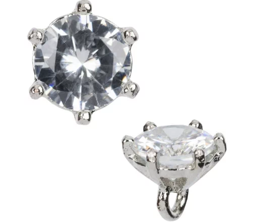 Пуговица, с кристаллом, на ножке, 10 мм, металл/кристалл, цвет никель, G0237