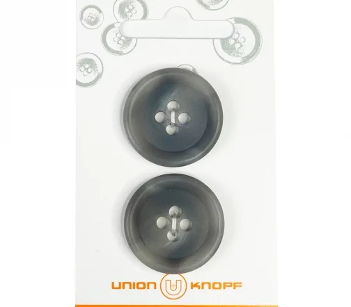 Пуговицы, Union Knopf, 4 отв., пластик, цв. серый, 28 мм, 2 шт., 85162