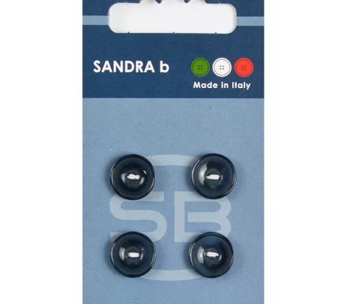 Пуговицы Sandra, 12,5 мм, 2 отв., пластик, 4 шт., синий, CARD097