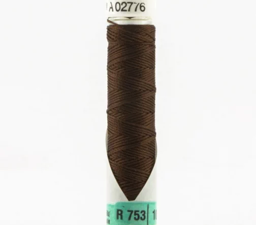 Нить Silk R 753 для фасонных швов, 10м, 100% шелк, цвет 694 кофейный, Gutermann 703184
