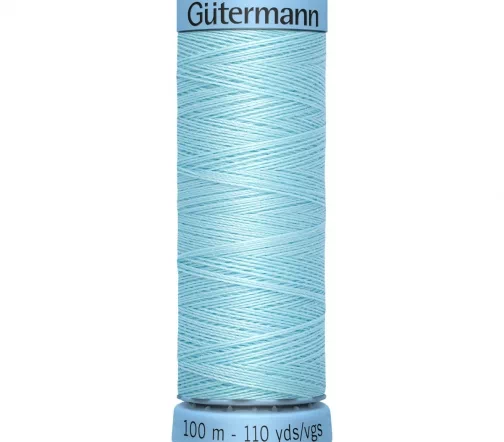 Нить Silk S303 для тонких швов, 100м, 100% шелк, цвет 195 голубой лед, Gutermann 744590