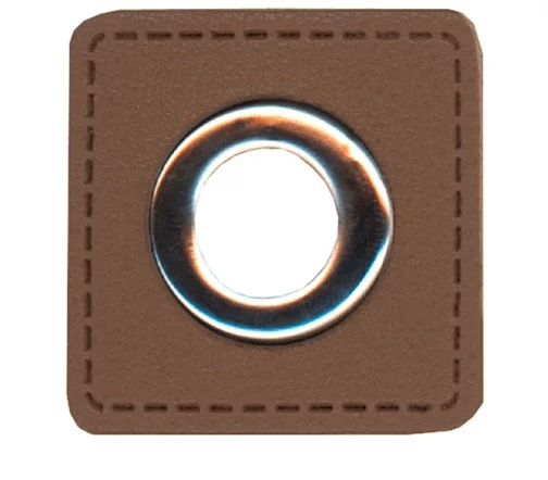 Люверс пришивной на патче HKM "Квадрат", 3,3см, 2шт., цвет т-коричневый, арт. 1200/2