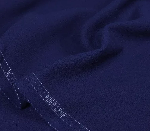 Креп шерстяной двухслойный, цвет темно-синий, 1012206-2