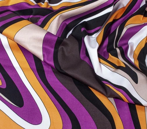 Сатин стрейч "Волнистые линии", цвет фиолетовый, 00502-2