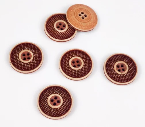 Пуговица, Union Knopf, 4 отв., пластик, цвет рыжий, 23 мм