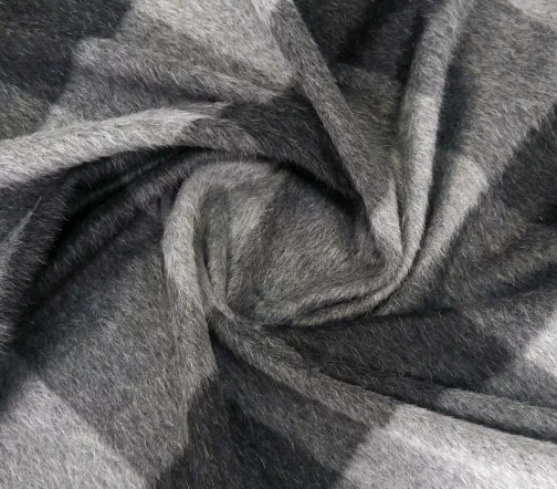 Пальтовая ткань в клетку, оттенки серого, 81620