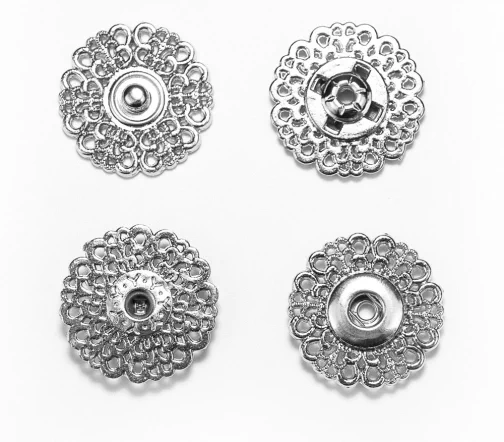 Кнопки ажурные, металл, пришивные, 25 мм, цвет серебро, 04-S-25