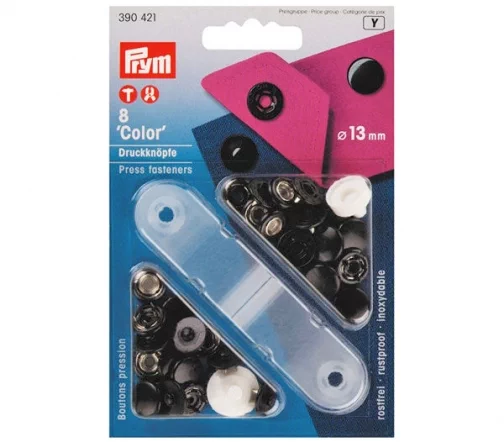 390421 Кнопки Color, латунь, цвет черный, 13 мм, 8 шт, Prym